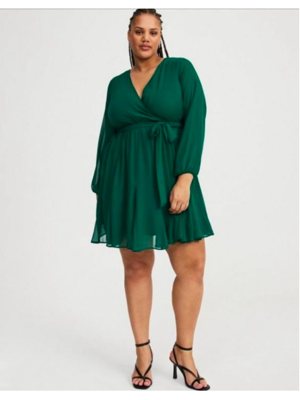 NWT Torrid Mini Chiffon Surplice Godet Dress Size 00 (10-12) - Picture 2 of 6
